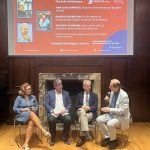 Annalisa Capristo, bibliotecaria del Centro Studi Americani di Roma; Daniele Fiorentino, professore ordinario di Storia degli Stati Uniti all’Università Roma Tre; e Anthony Tamburri, Dean del John D. Calandra Italian American Institute, Queens College, CUNY, Claudio Pagliara, Direttore dell'Istituto Italiano di Cultura di New York